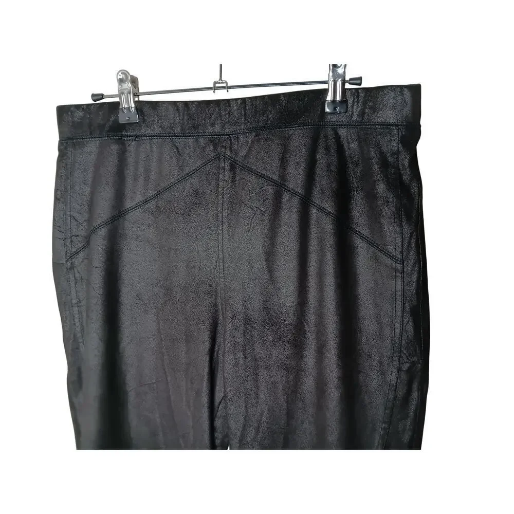 Free People OB1015172 Faux Suede Vegan Pants Size L Black Stretch Jegging